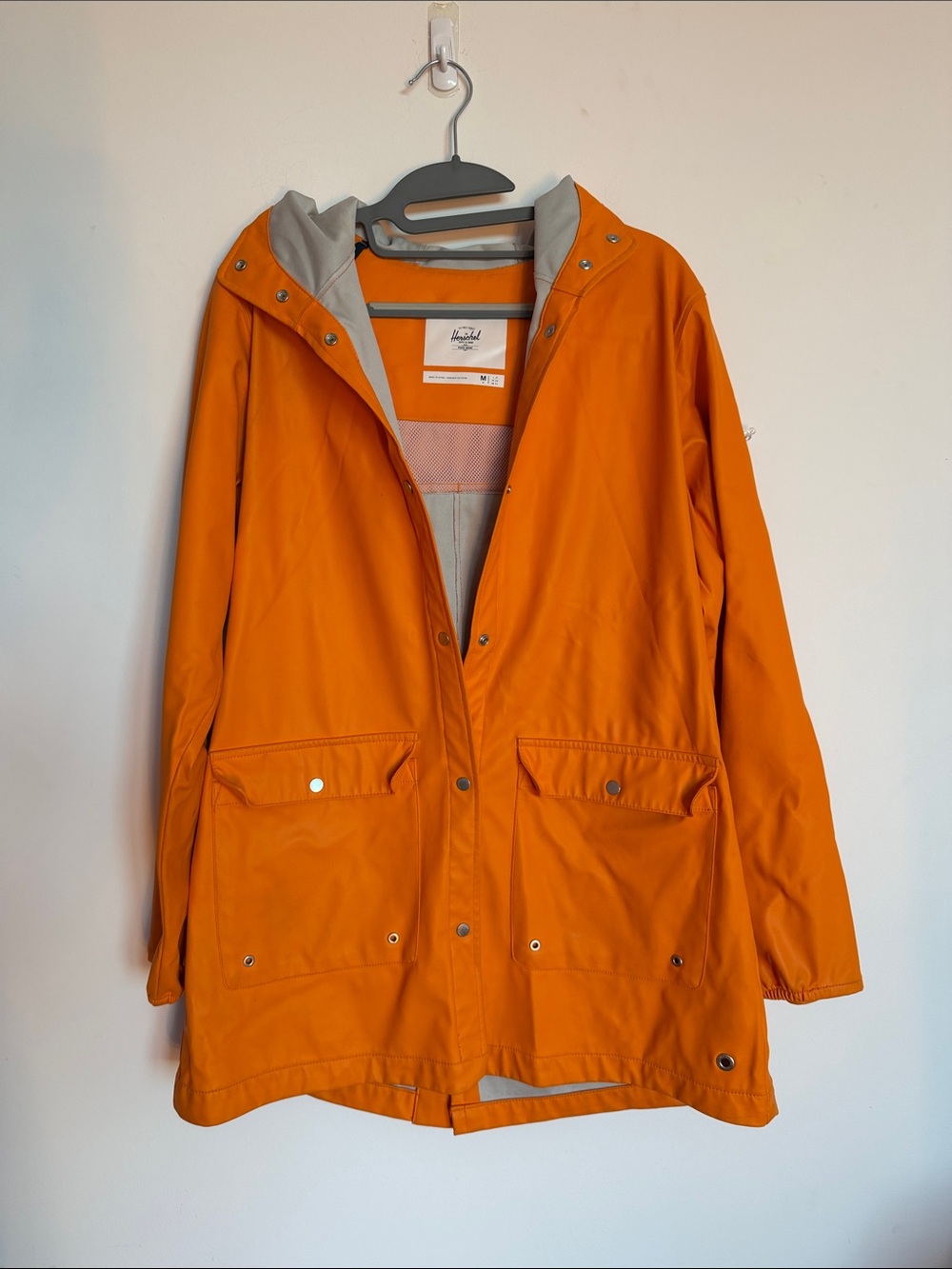UO x Herschel Supply Company Orange Hooded Rain Coat
